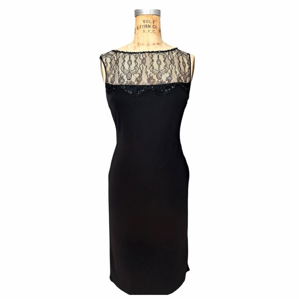 Alfabetta Black Lace Sheer Back Dress Size 2